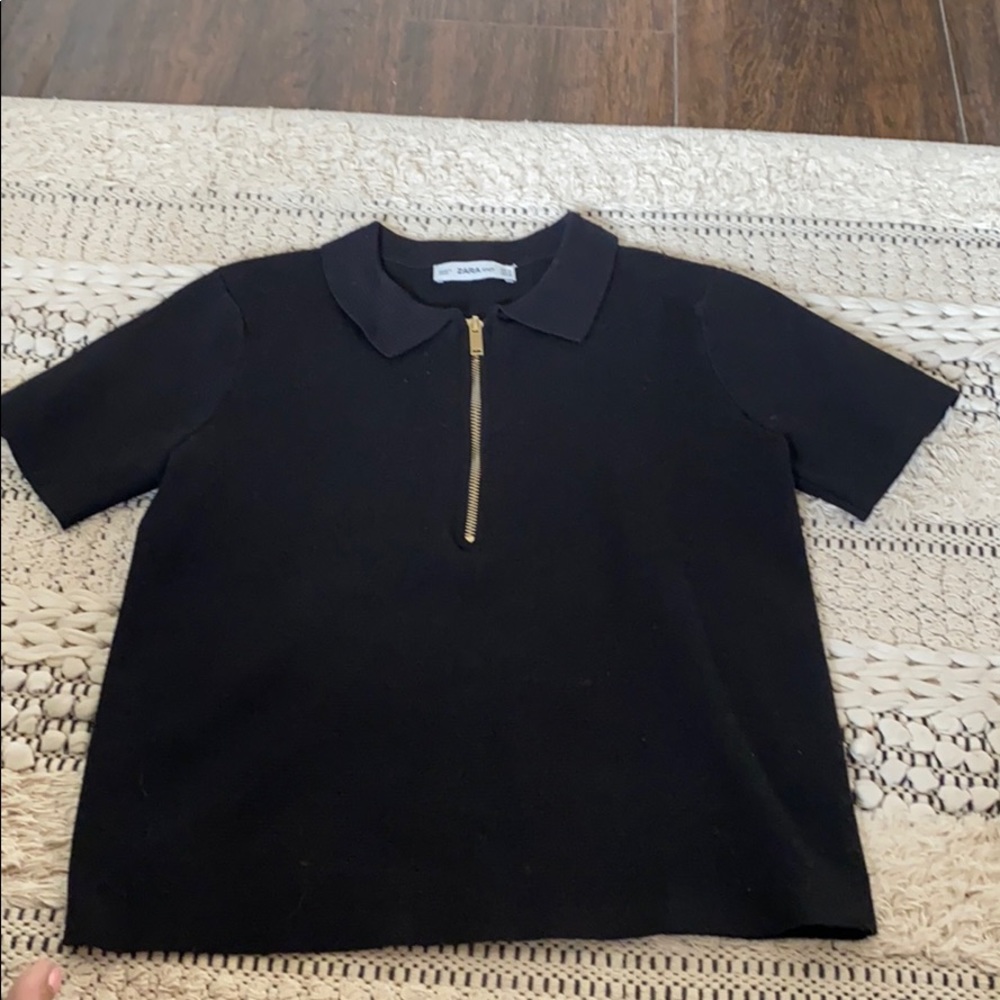 Zara black zip up top